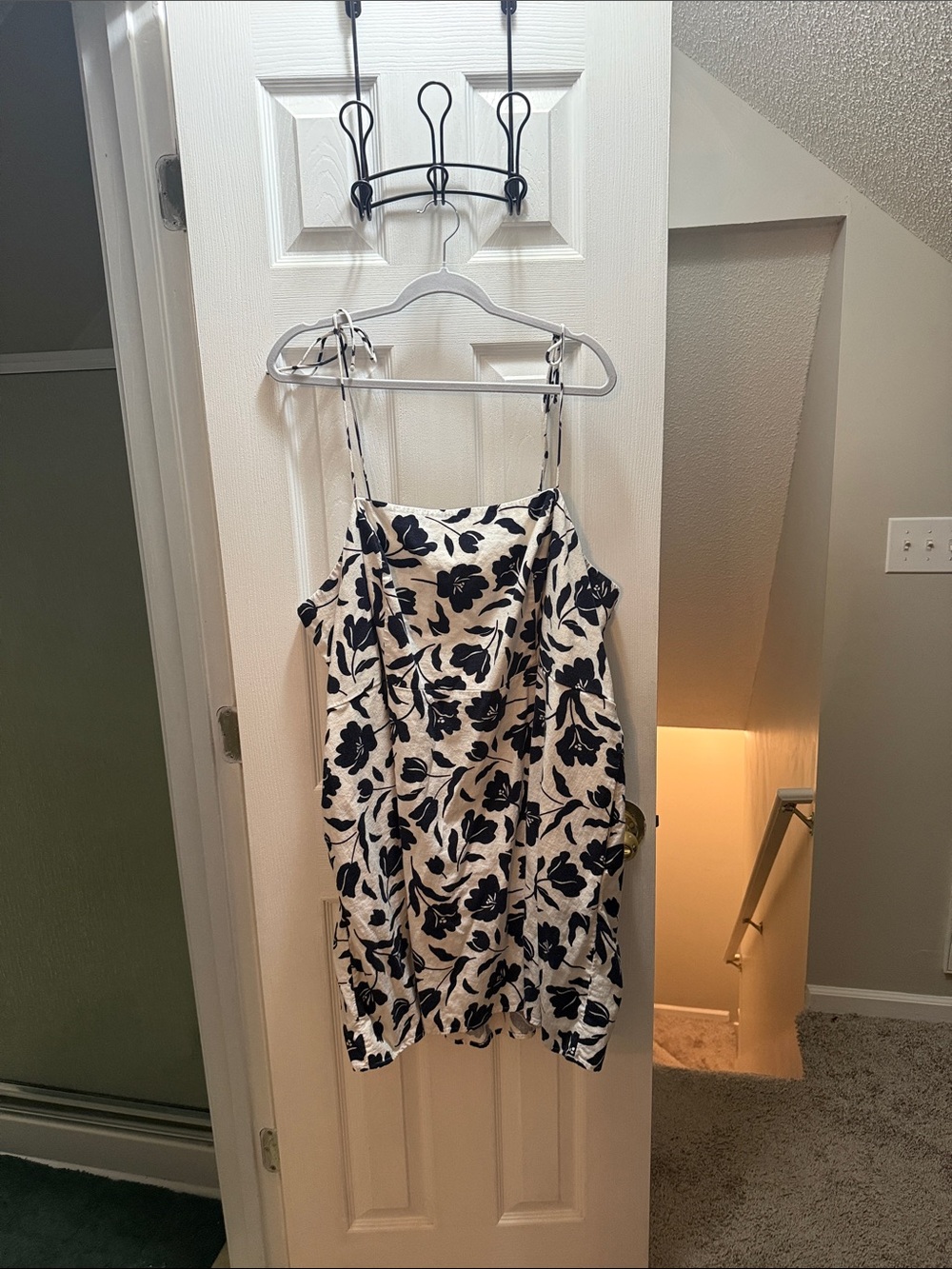 Old Navy White Dress with black Floral Print